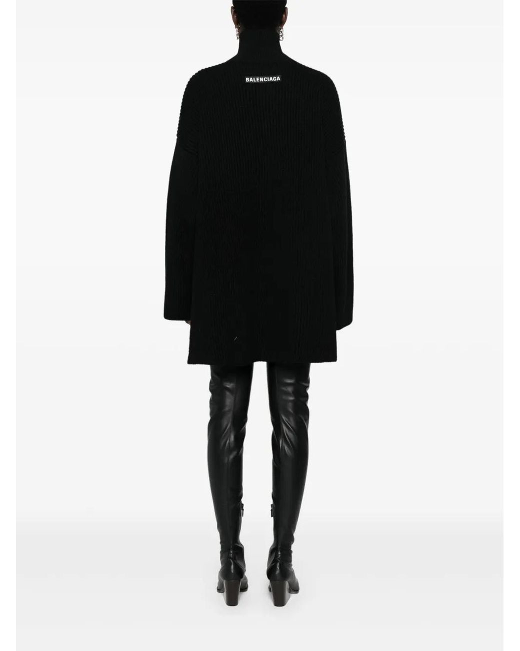 Balenciaga Black Logo-Appliqué Ribbed Jumper