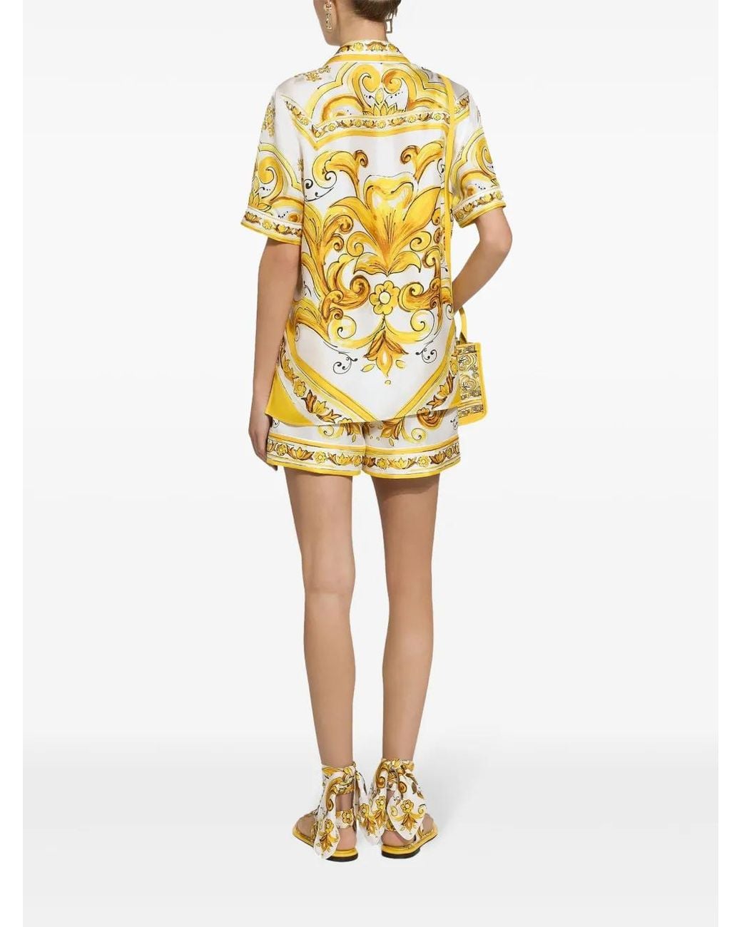 Chemise En Soie À Imprimé Majolica Dolce & Gabbana en coloris Metallic