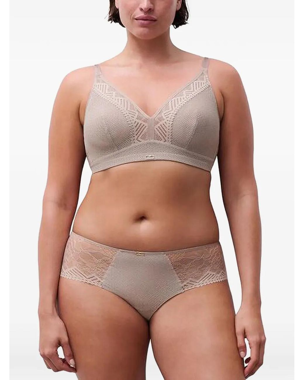 Chantelle Gray Origins Geometric Lace-Panelled Bra