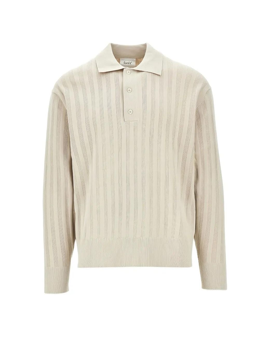 Forét White Striped-Pattern Polo Shirt for men