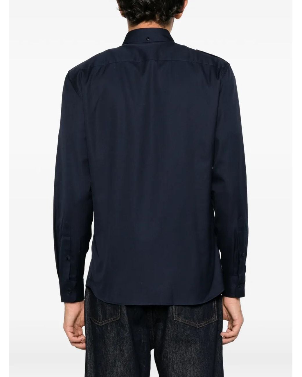 Brunello Cucinelli Blue Button-Flap Shirt for men