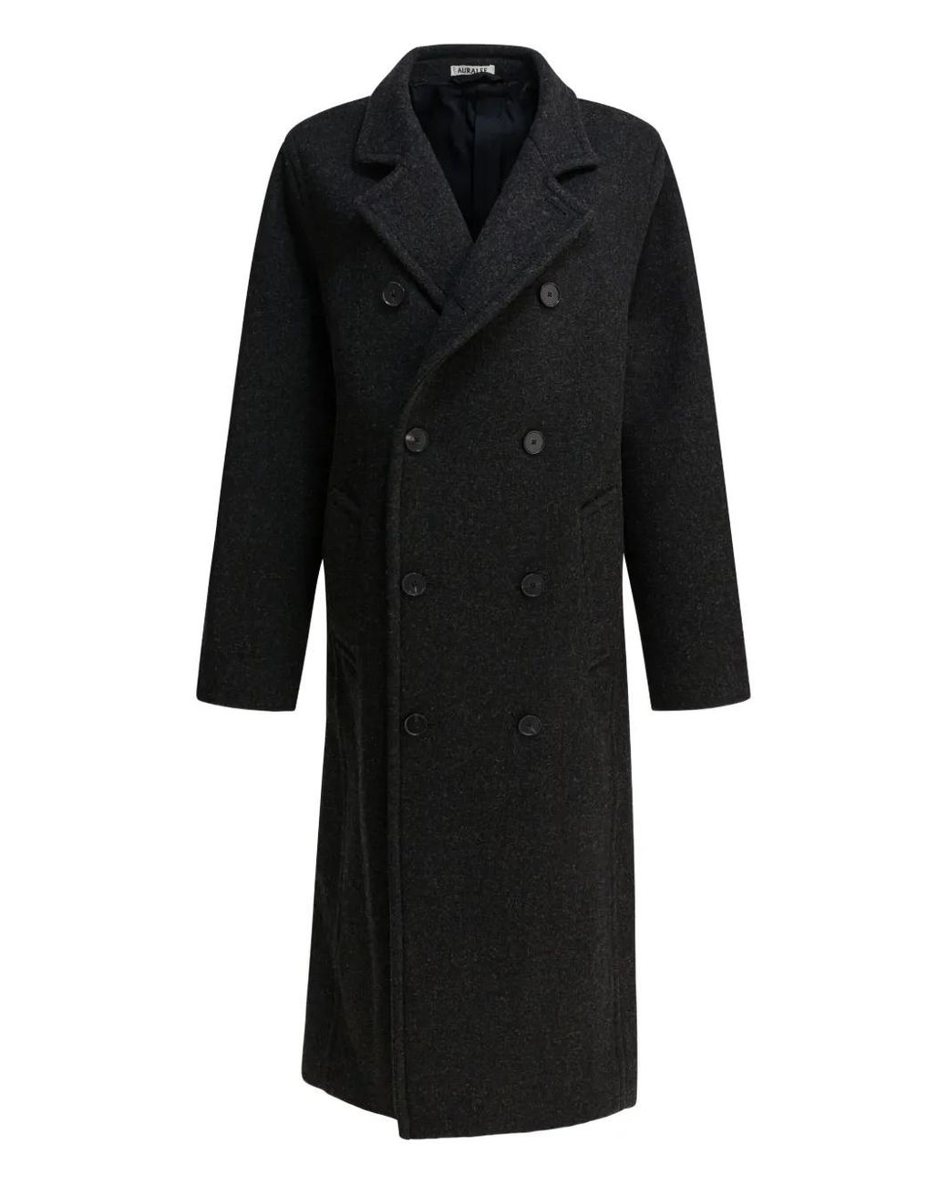 Auralee Black Double-Breasted Wool Coat for men