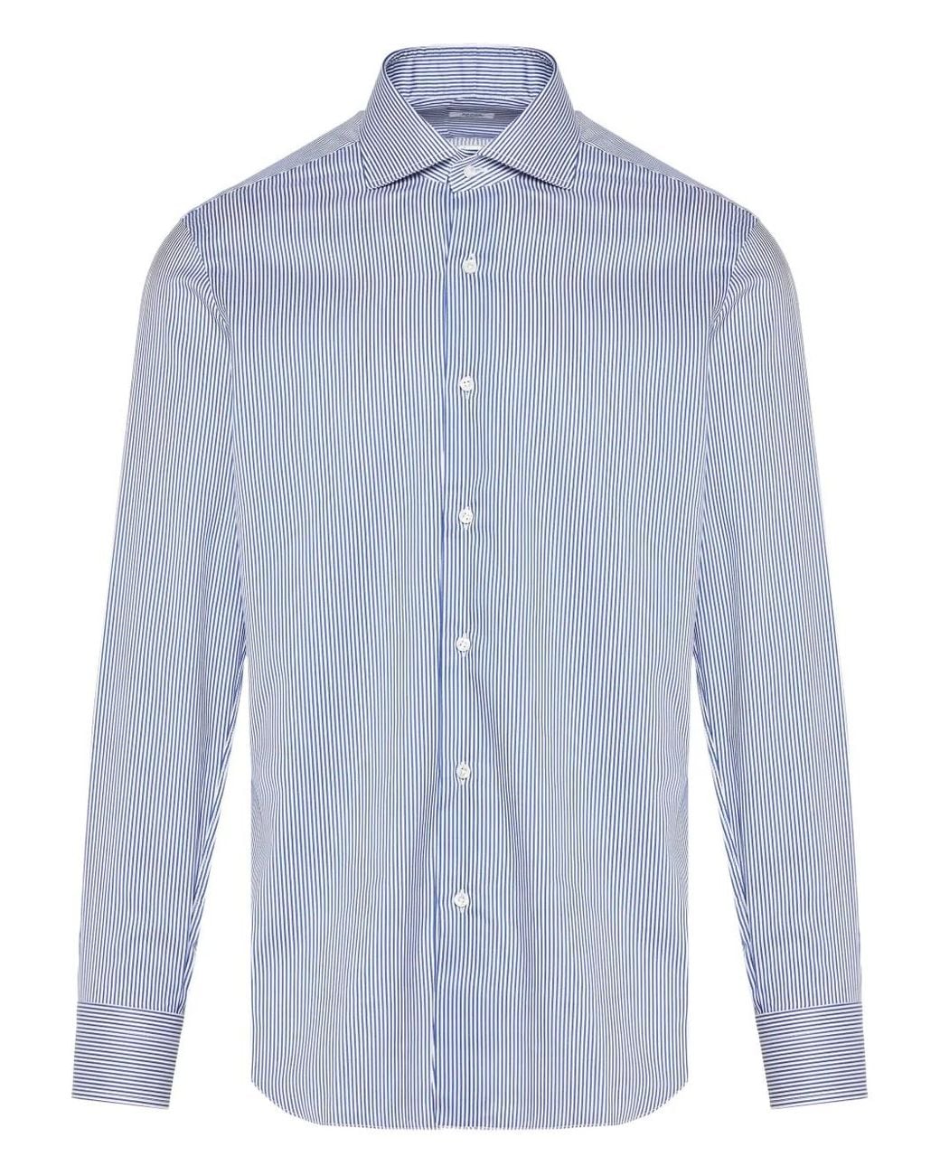 Barba Napoli Blue Pinstripe Shirt for men