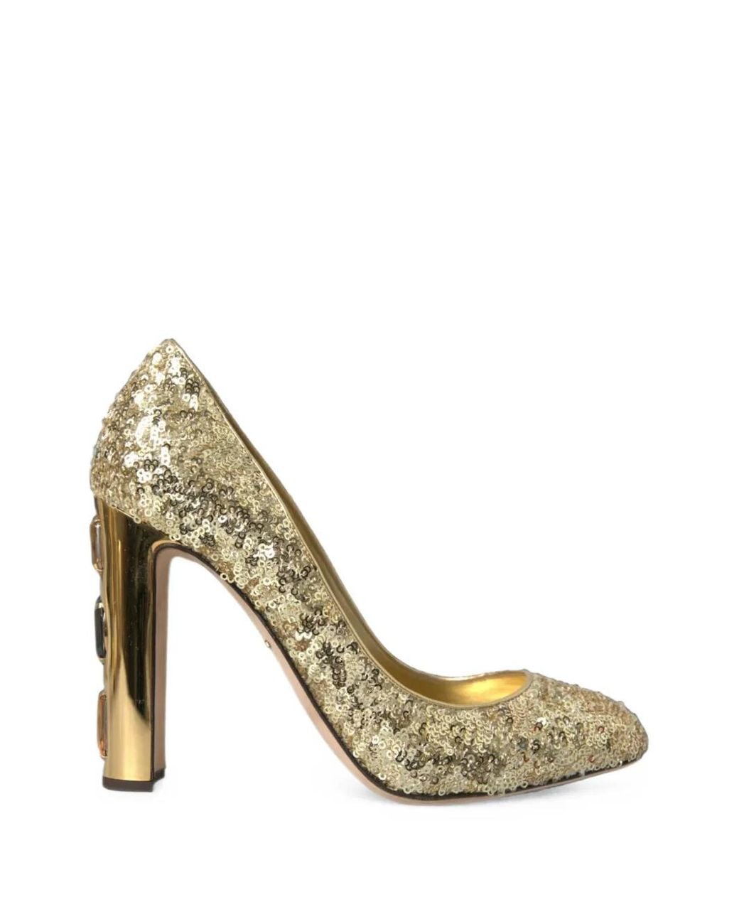 Dolce & Gabbana Metallic Sequin-Embellished Crystal-Detailed Pumps