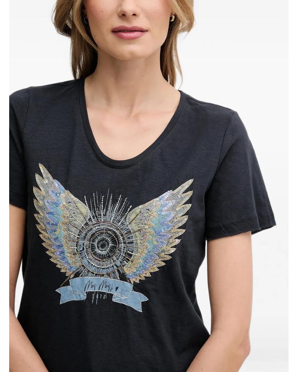 Mos Mosh Black Wings-Print T-Shirt