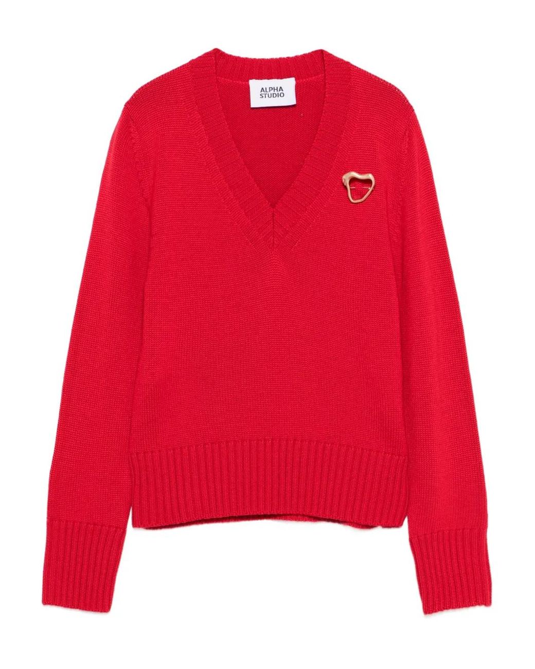 Alpha Studio Red Pullover Mit V-Ausschnitt