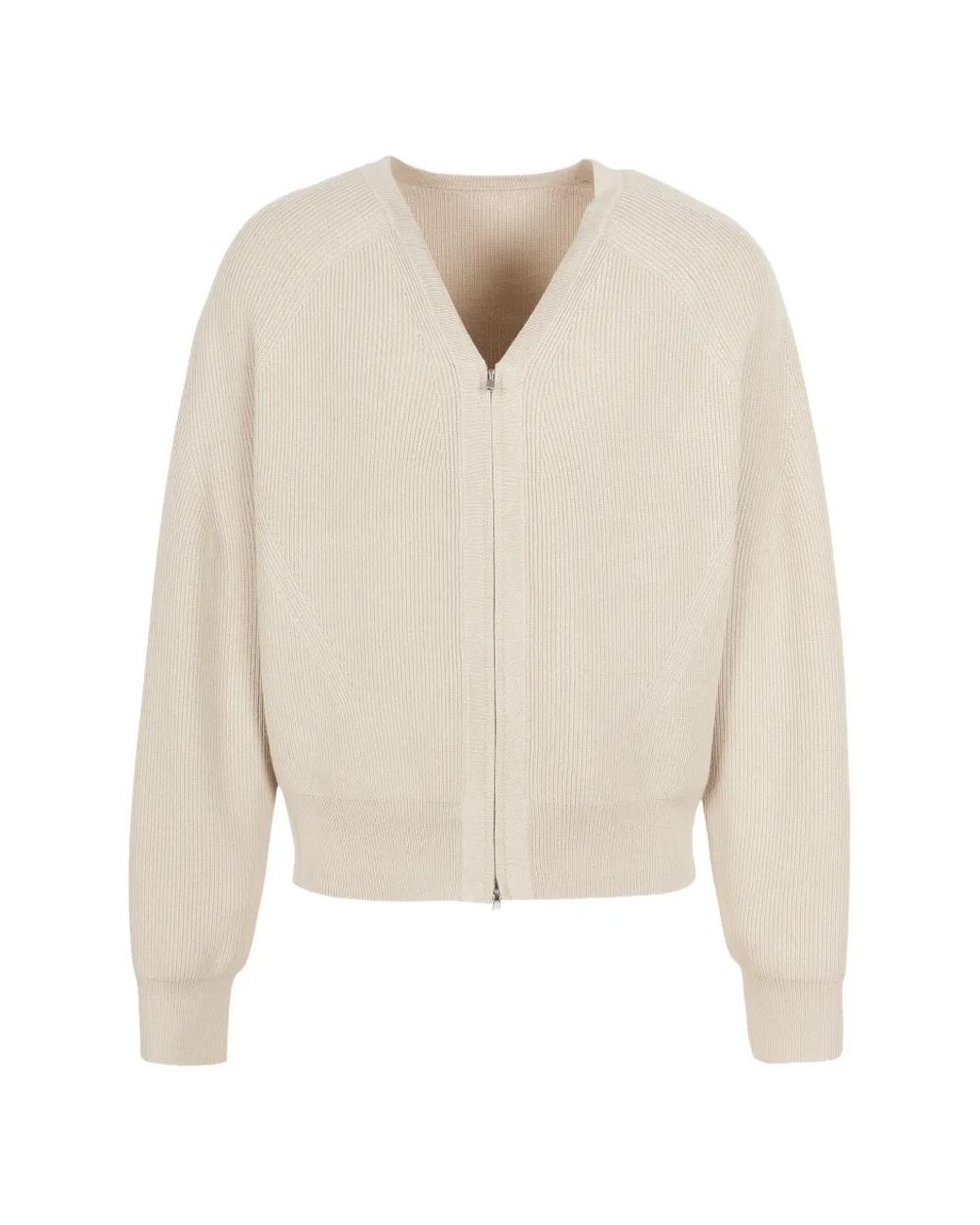 CROQUIS White V-Neck Zip-Up Cardigan for men