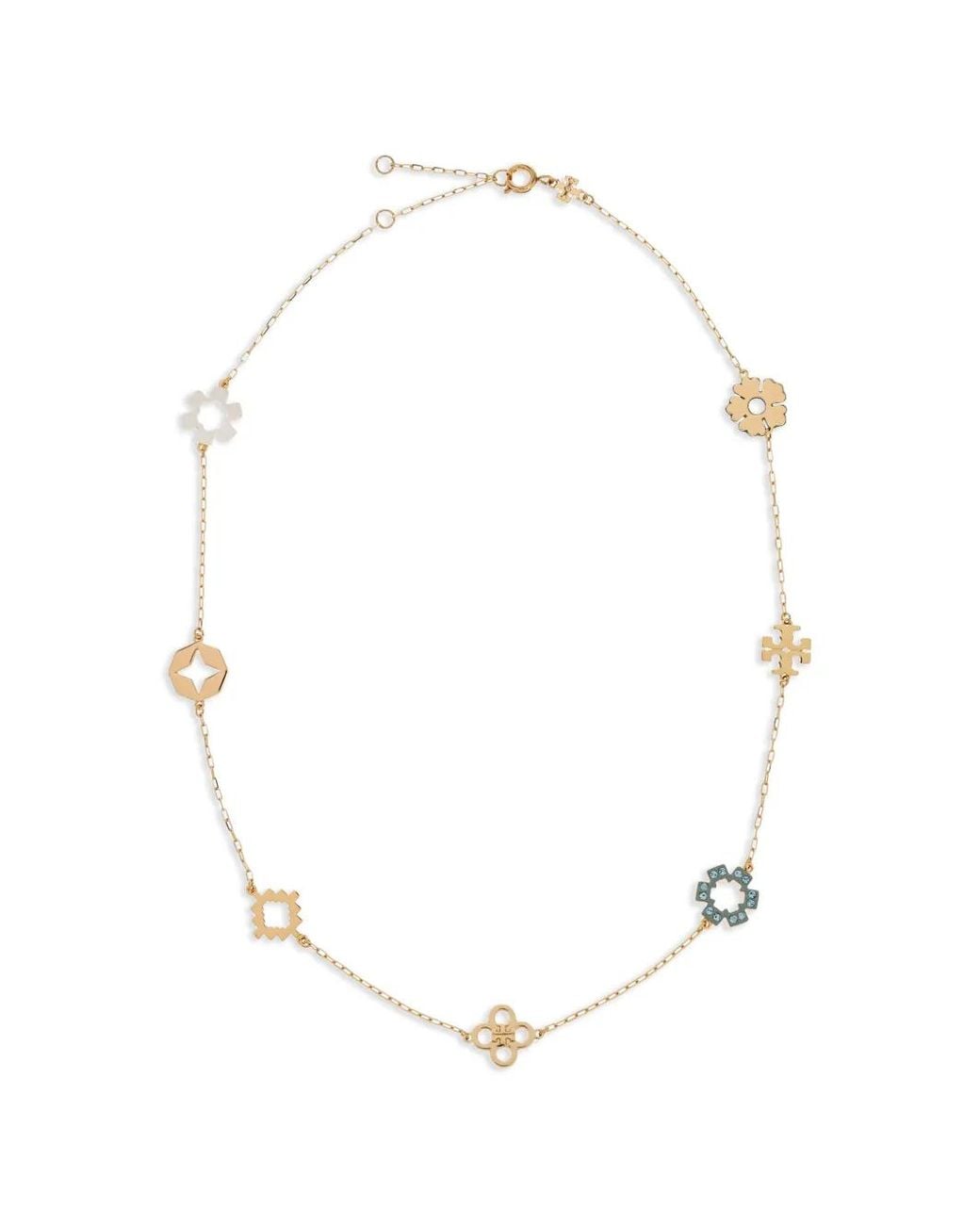 Tory Burch White Forget Me Not Pavé Necklace