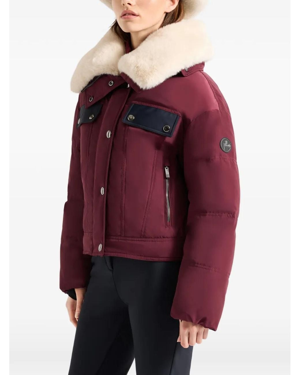 Fusalp Red Veste Lakki À Col En Fourrure Artificielle