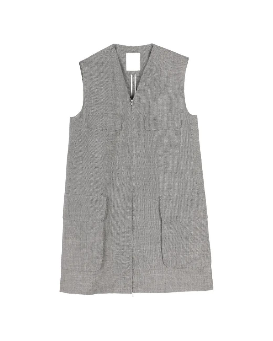 JNBY Gray Zip-Up Multi-Pocket Vest
