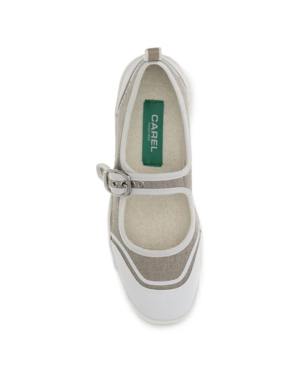 CAREL PARIS White Costa Buckled Ballet Flats