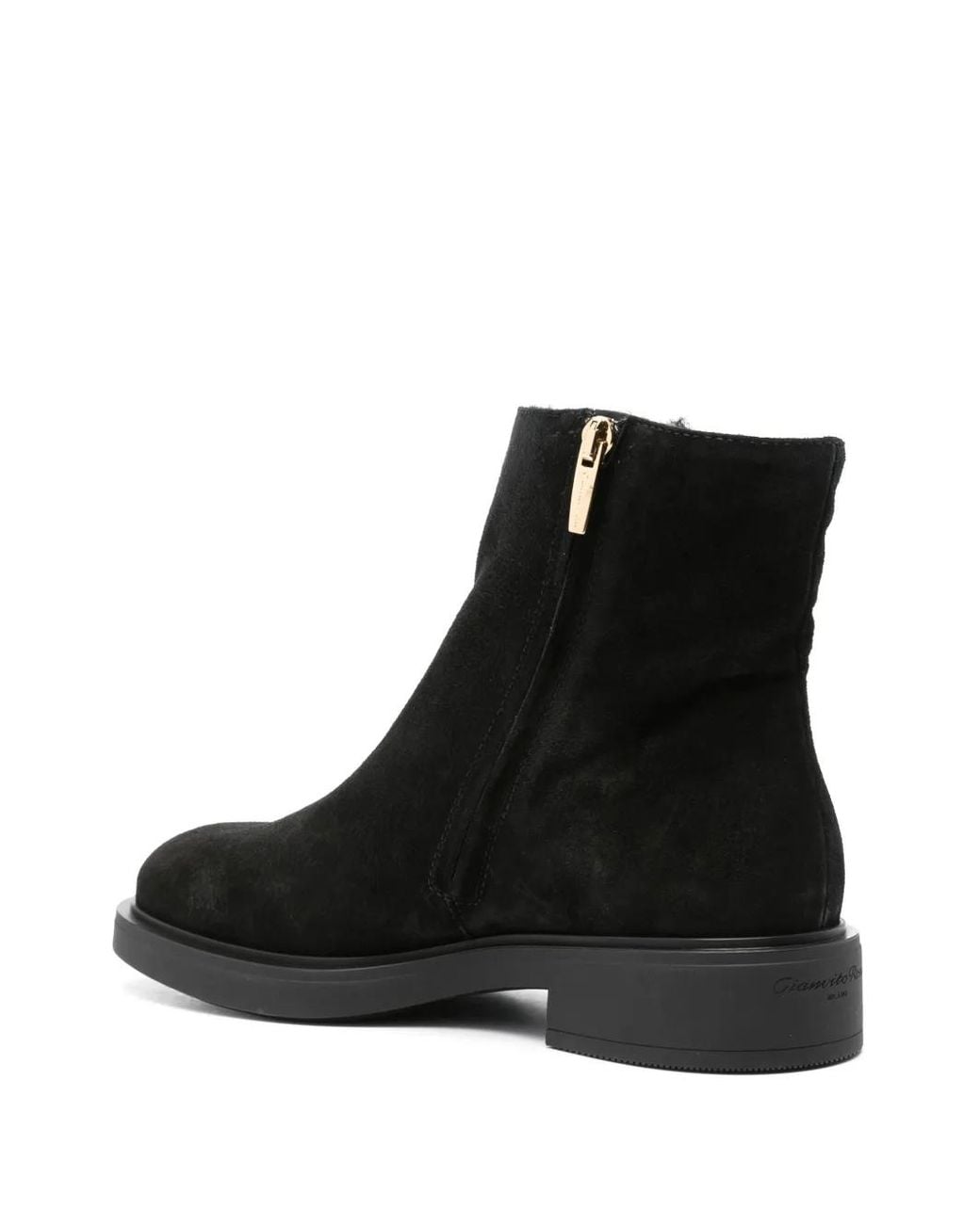 Gianvito Rossi Black Shearling-Lining Suede Boots
