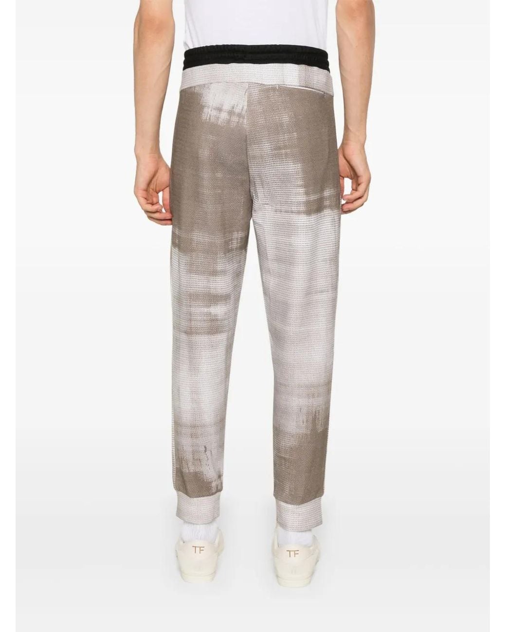 Boss Gray Abstract-Pattern Track Pants for men