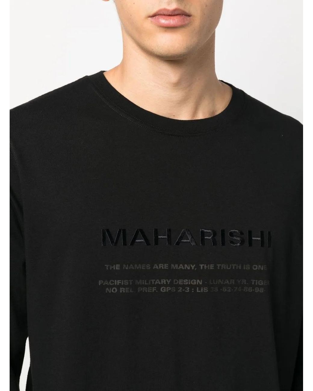 Maharishi Black Logo-Print Long-Sleeve T-Shirt for men
