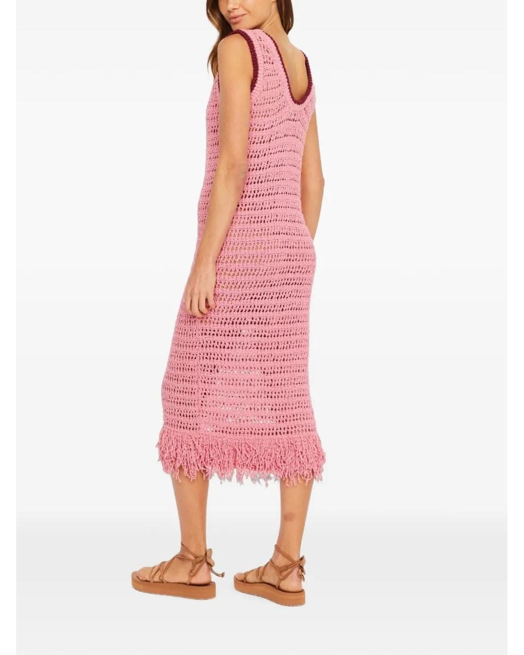 The Upside Pink Bahia Helena Fringed Midi Dress