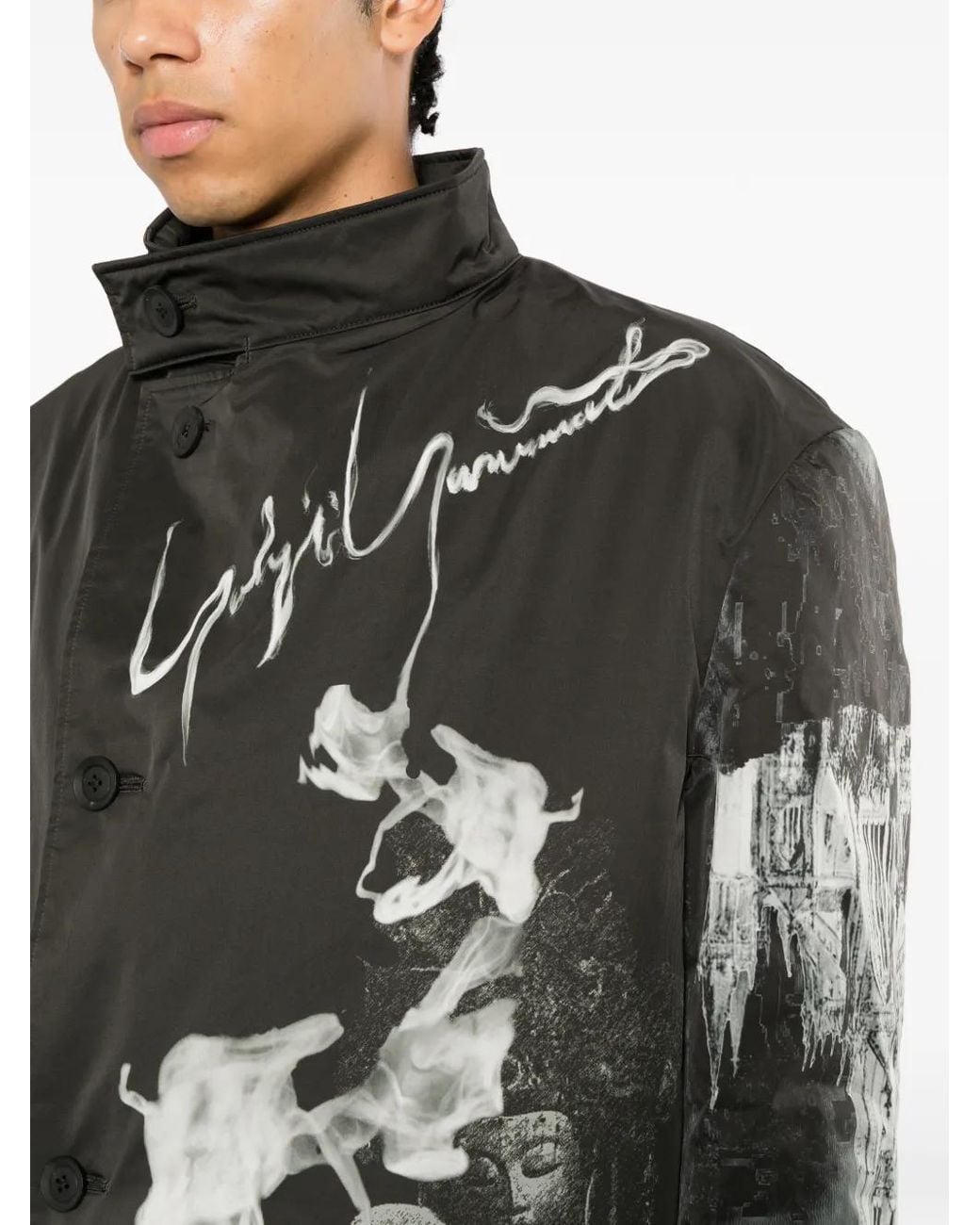 Yohji Yamamoto Black Smoking Gothic Print Jacket for men