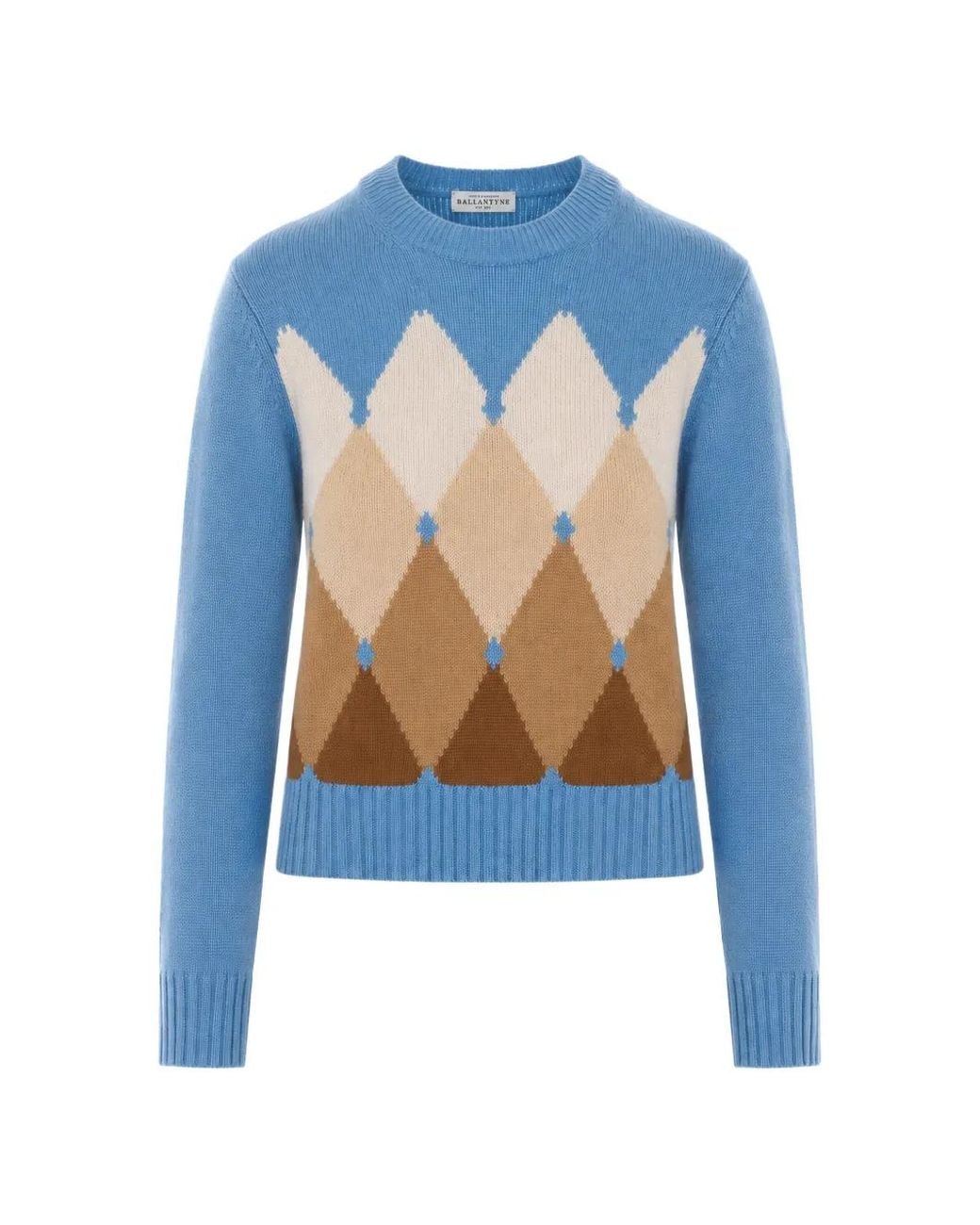 Ballantyne Blue Argyle-Intarsia Sweater