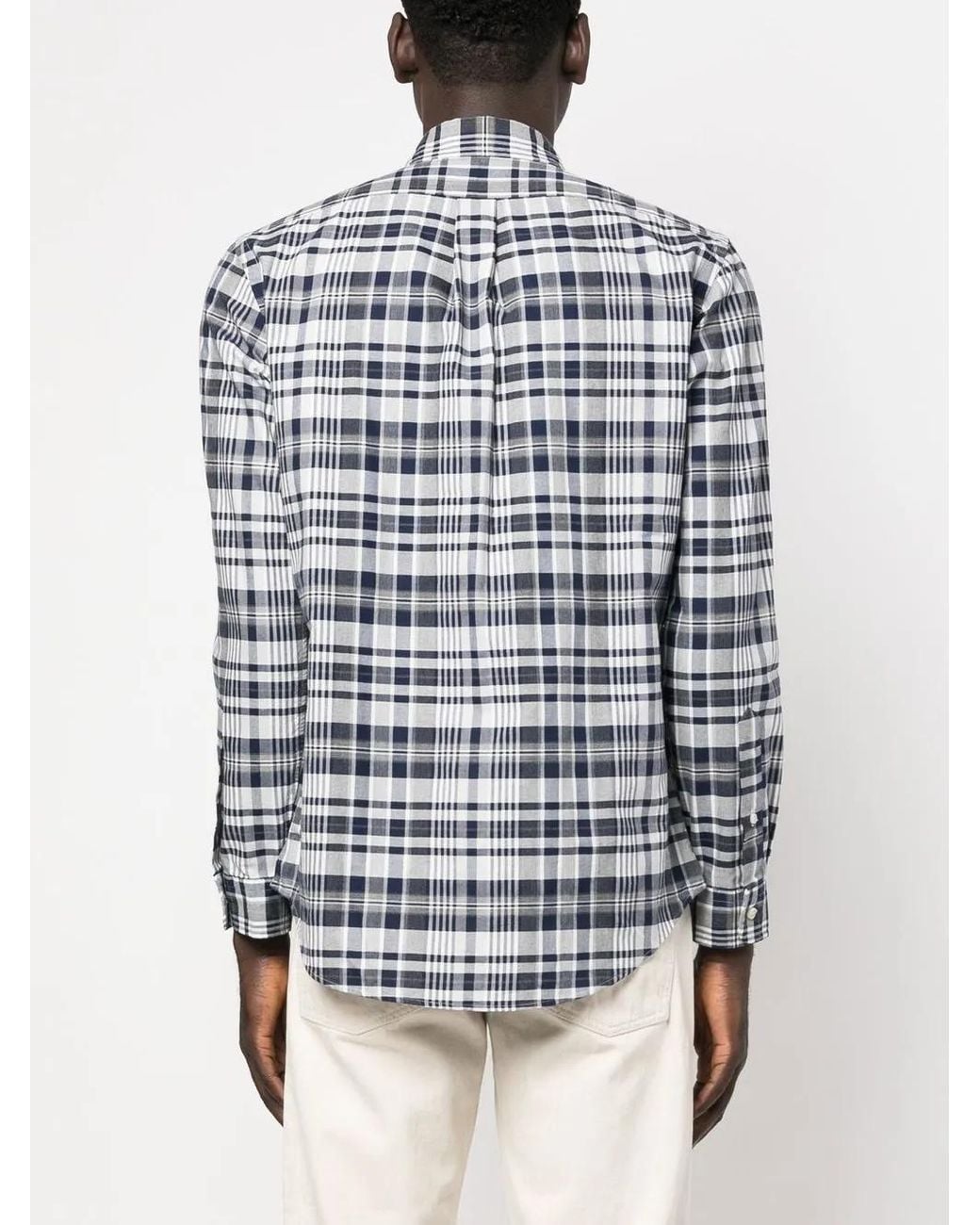 Polo Ralph Lauren Blue Check Pattern Long-Sleeved Shirt for men