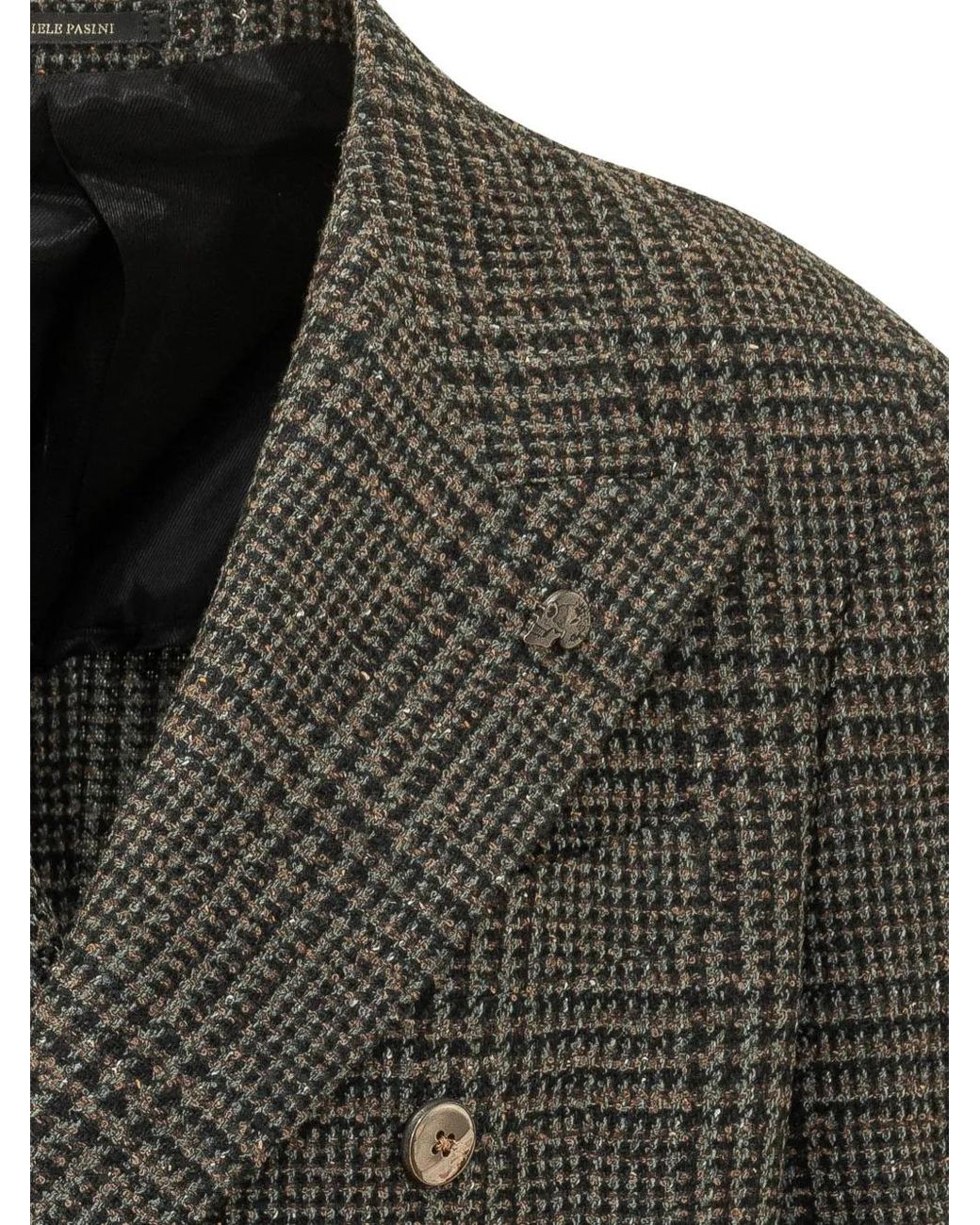 Gabriele Pasini Green Double-Breasted Check-Pattern Jacket for men