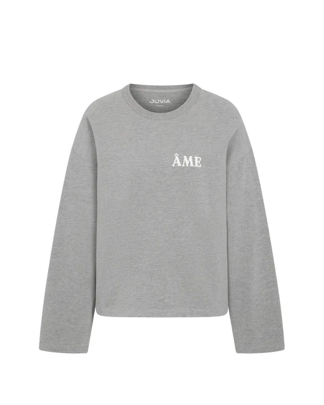 Juvia Gray Boxy Embroidered Sweatshirt