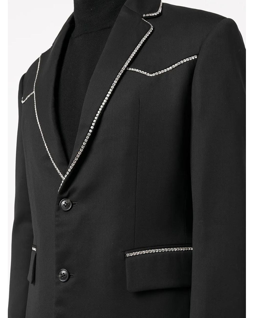 Amiri Black Crystal-Trim Single-Breasted Blazer for men