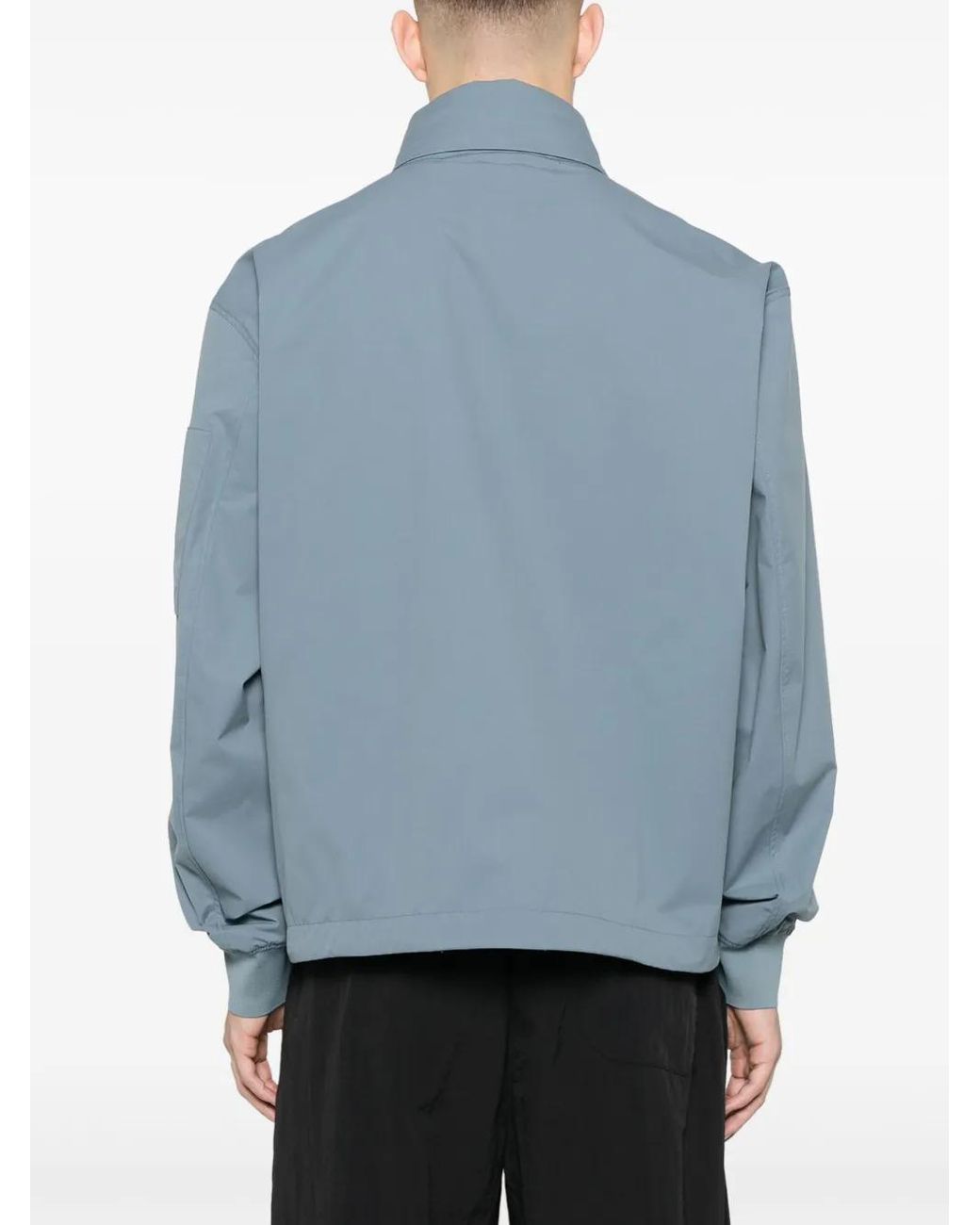 C P Company Blue High-Collar Casual Jacket With Flap Pockets for men
