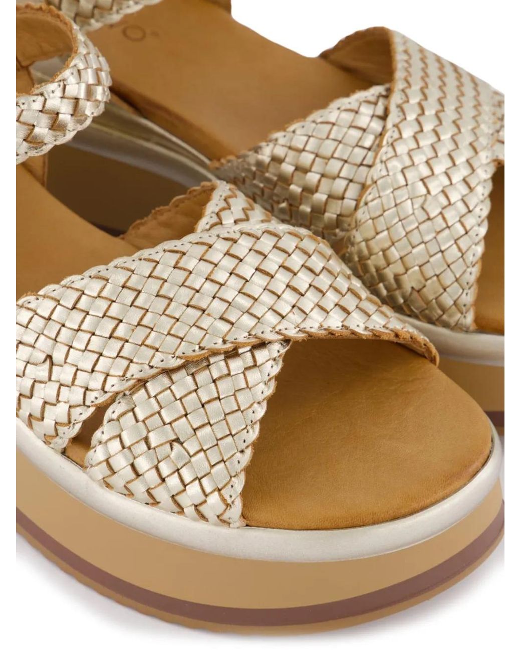 Gibaldi Natural Braided Metallic Sandals