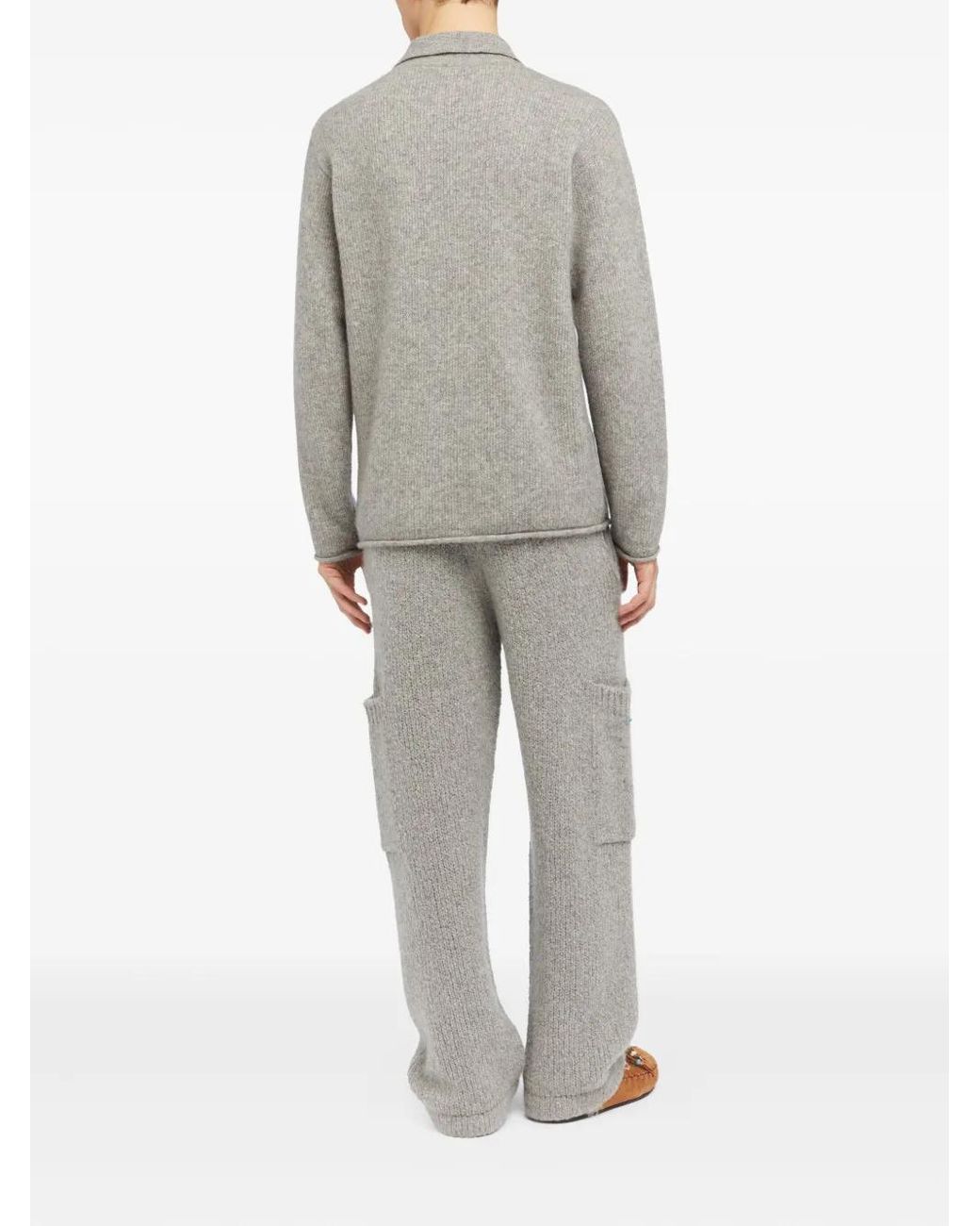 Alanui Gray Cashmere Blend Polo Shirt for men