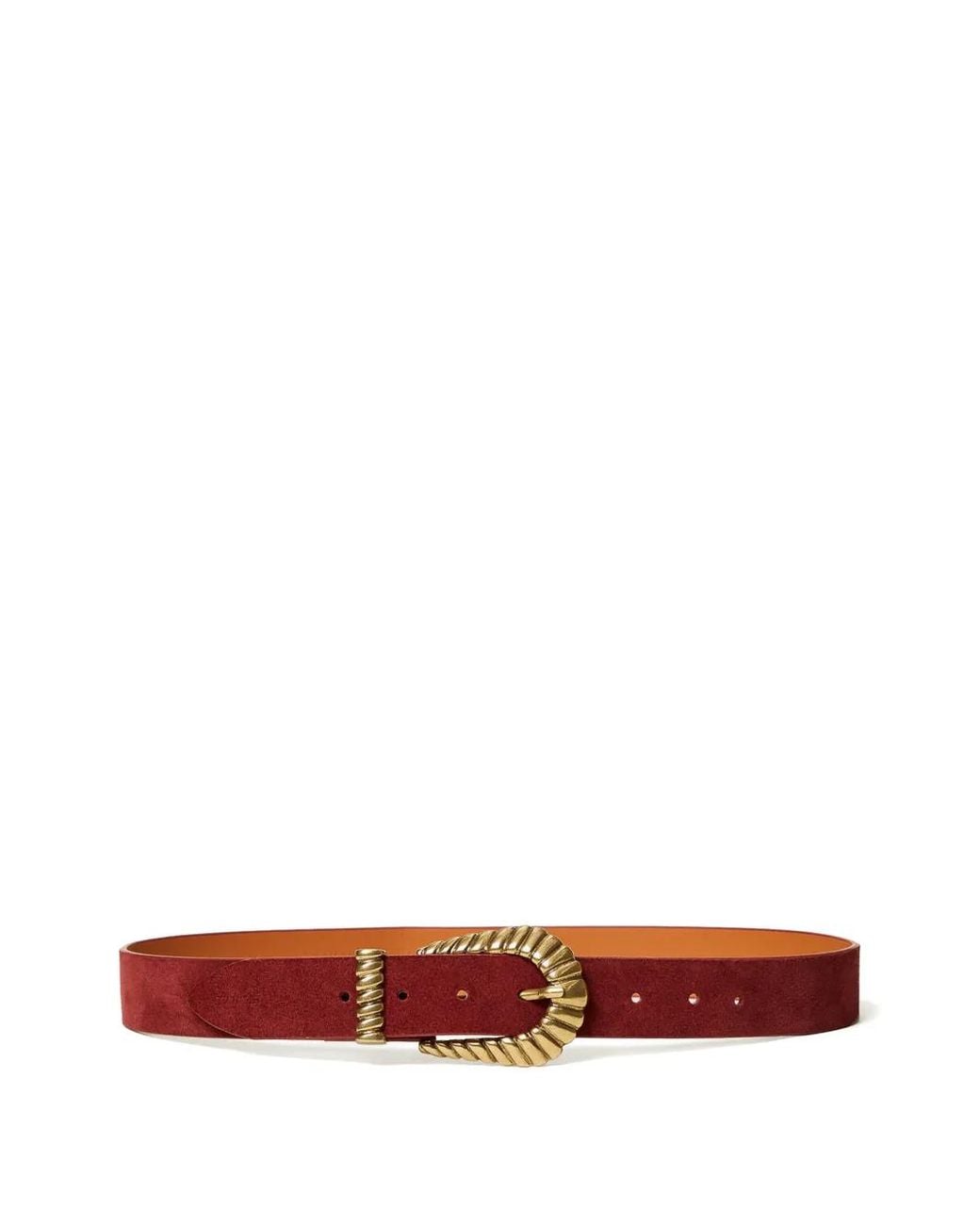Twinset White Engraved-Buckle Suede Belt