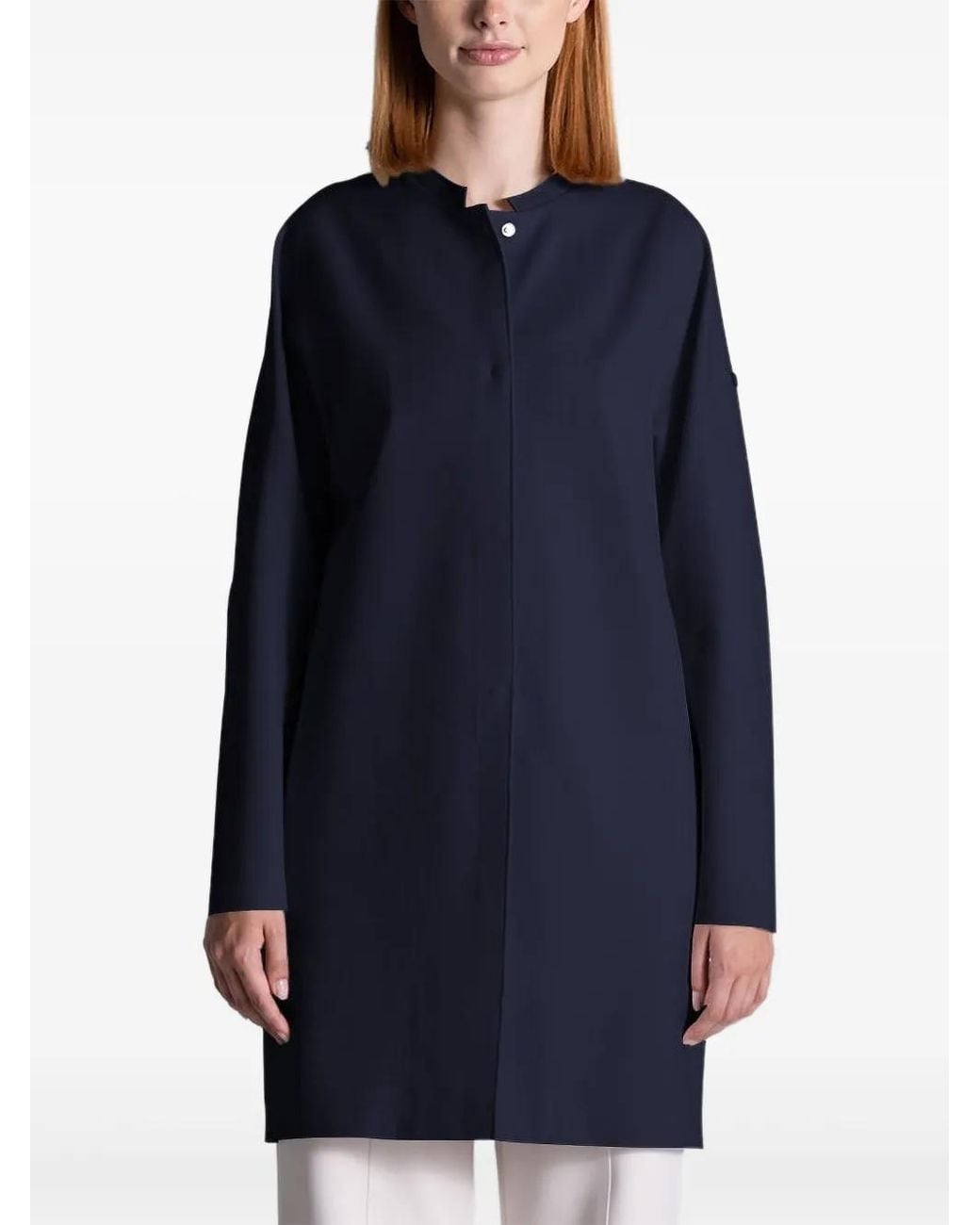 DUNO Blue Mandarin-Collar Coat