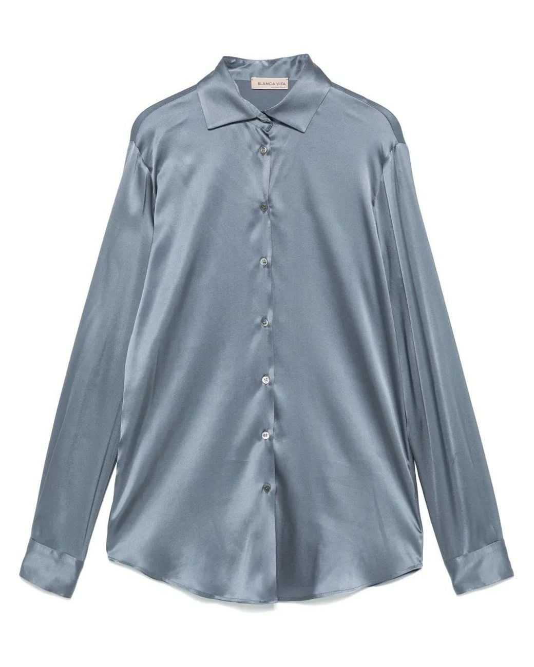Blanca Vita Blue Satin Shirt