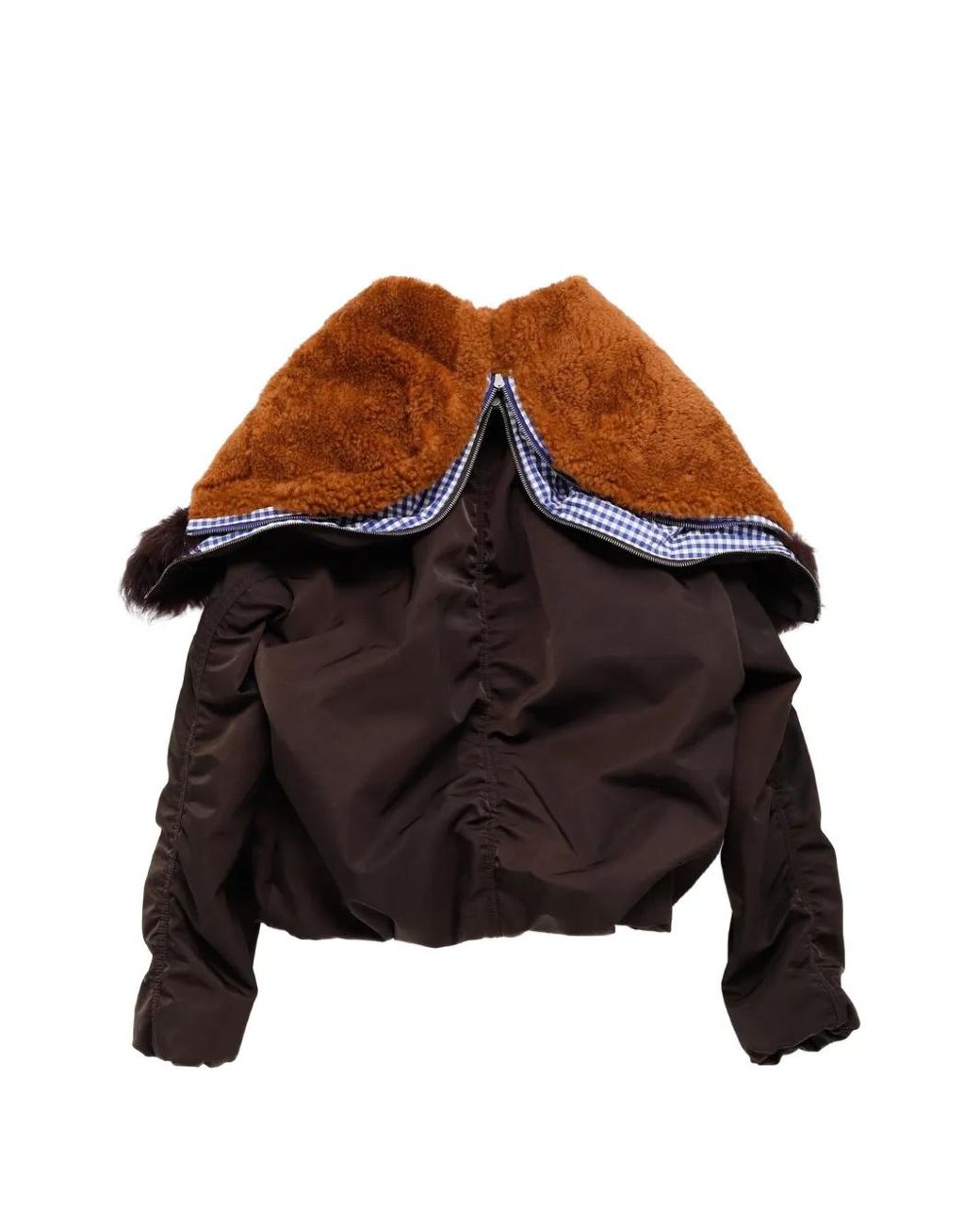 Loewe Brown Shearling-Trim Zip-Up Bomber Jacket