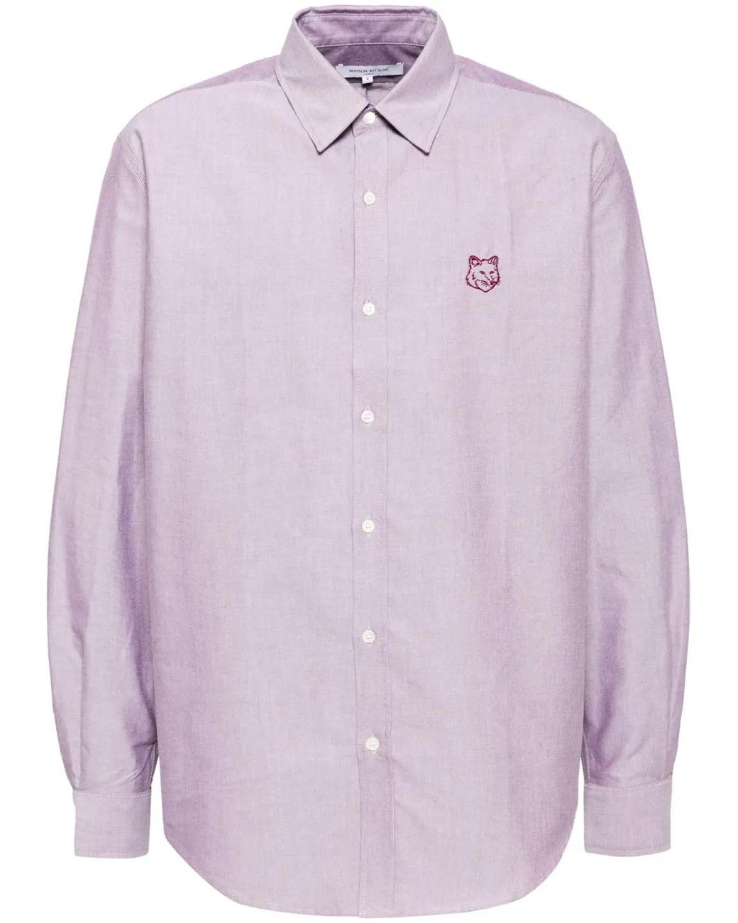 Maison Kitsuné Purple Fox Head-Embroidered Shirt for men