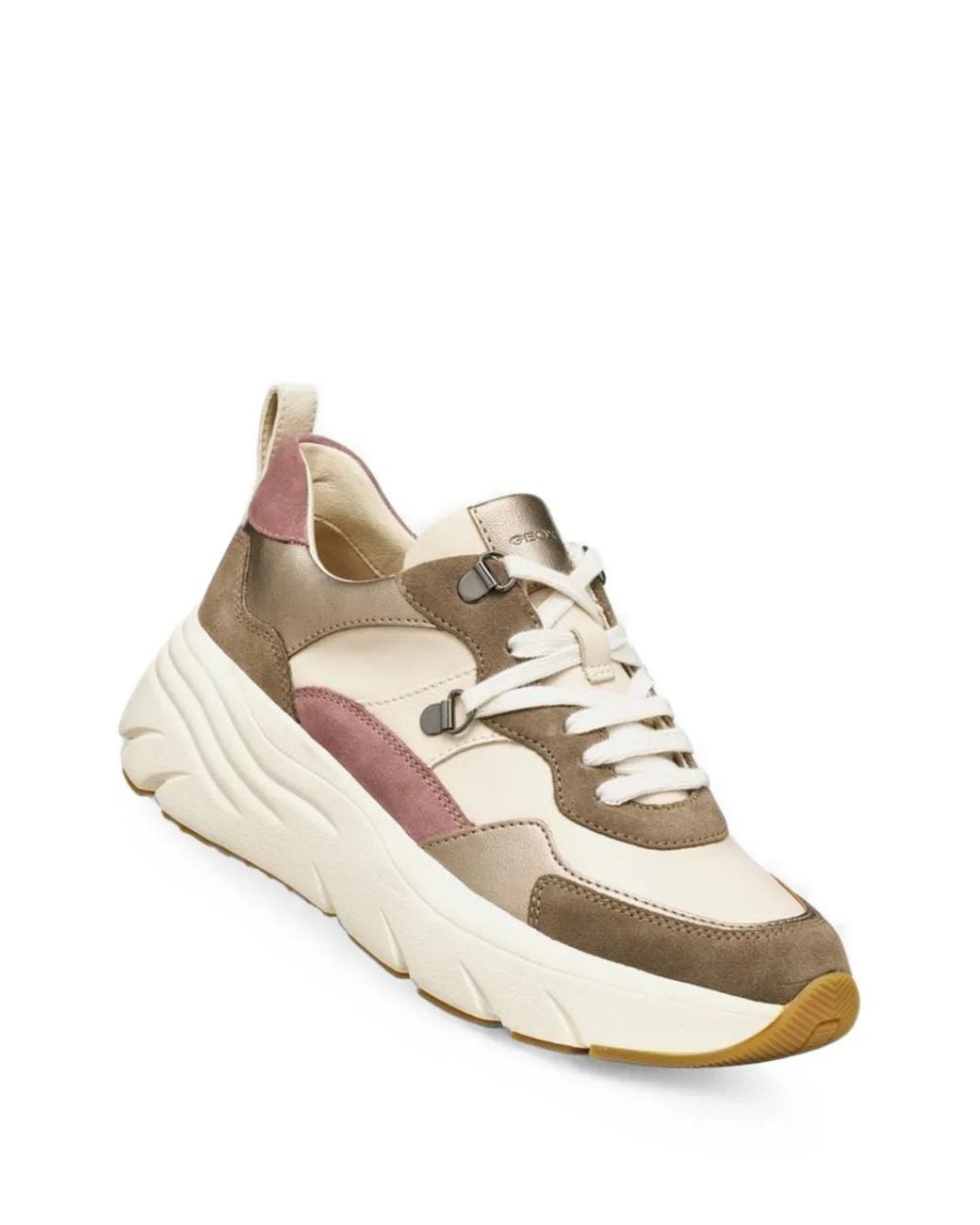 Geox White Diamond Panelled Metallic-Effect Sneakers