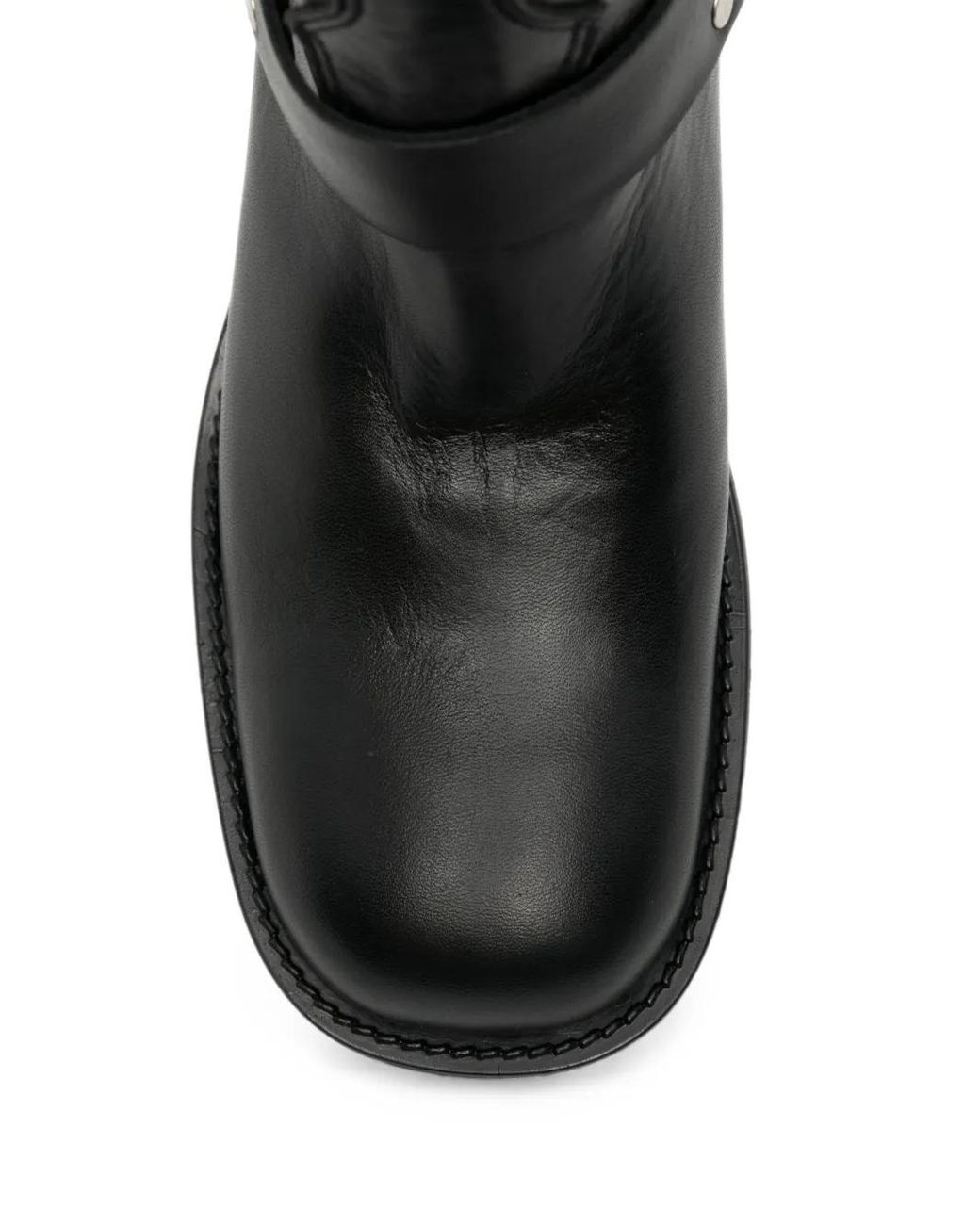 GISEL B Black Harness-Detail Leather Boots