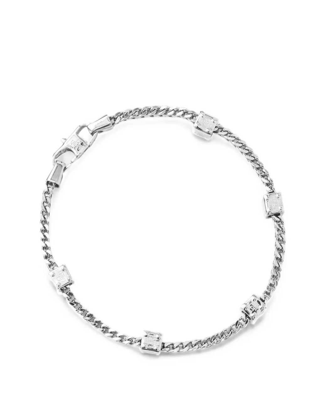 Guess Metallic Logo-Engraved Curb-Chain Bracelet for men