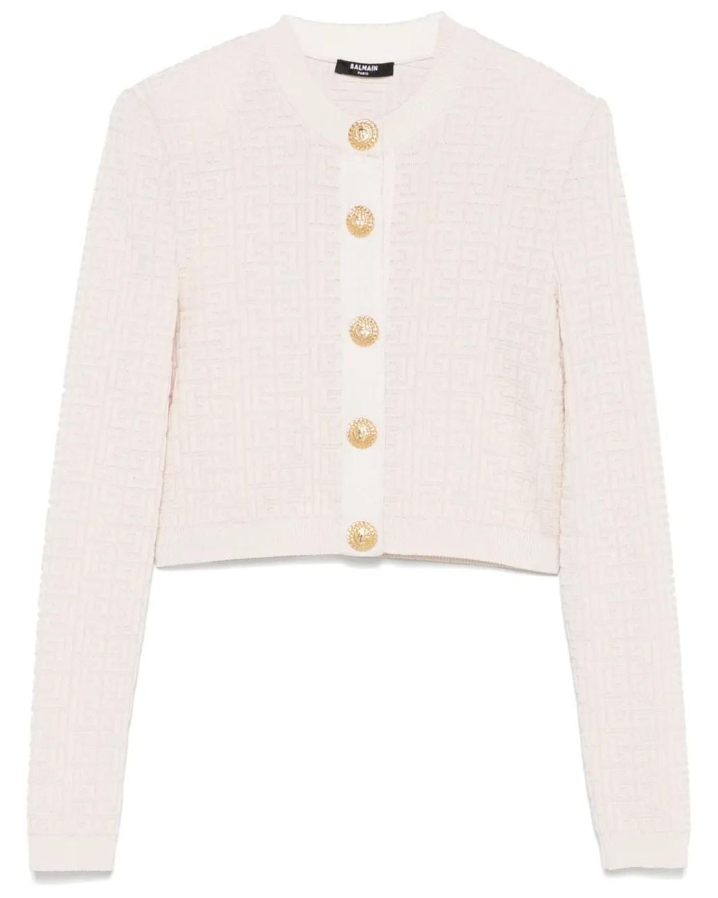 Balmain Natural Pb Labyrinth Knit Cardigan Clothing