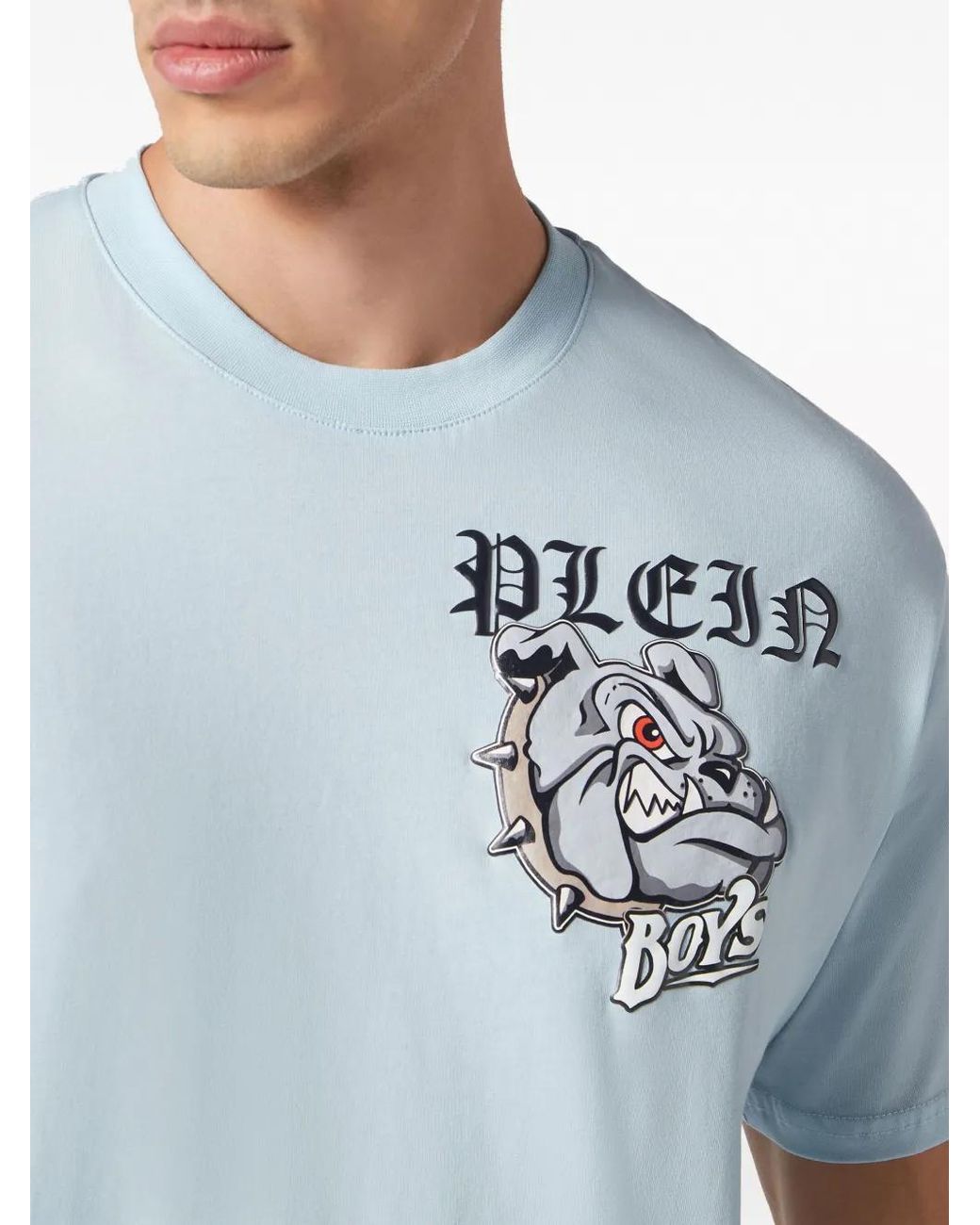 Philipp Plein Blue Bulldogs Cotton T-Shirt for men