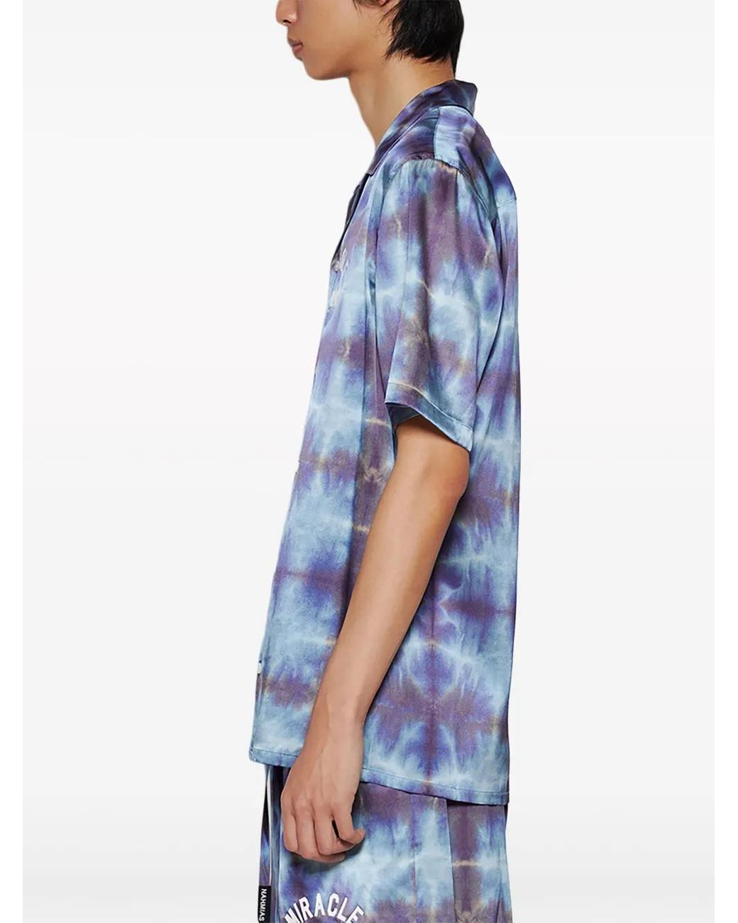 NAHMIAS Blue Tie-Dye Satin Shirt for men