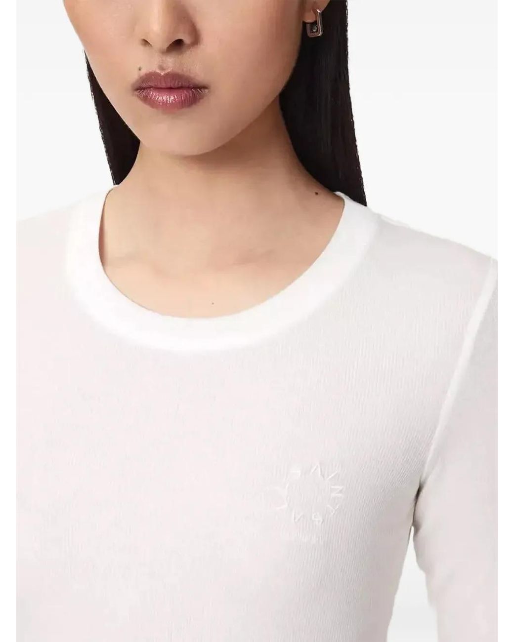 AllSaints White Logo-Embroidered Ribbed T-Shirt