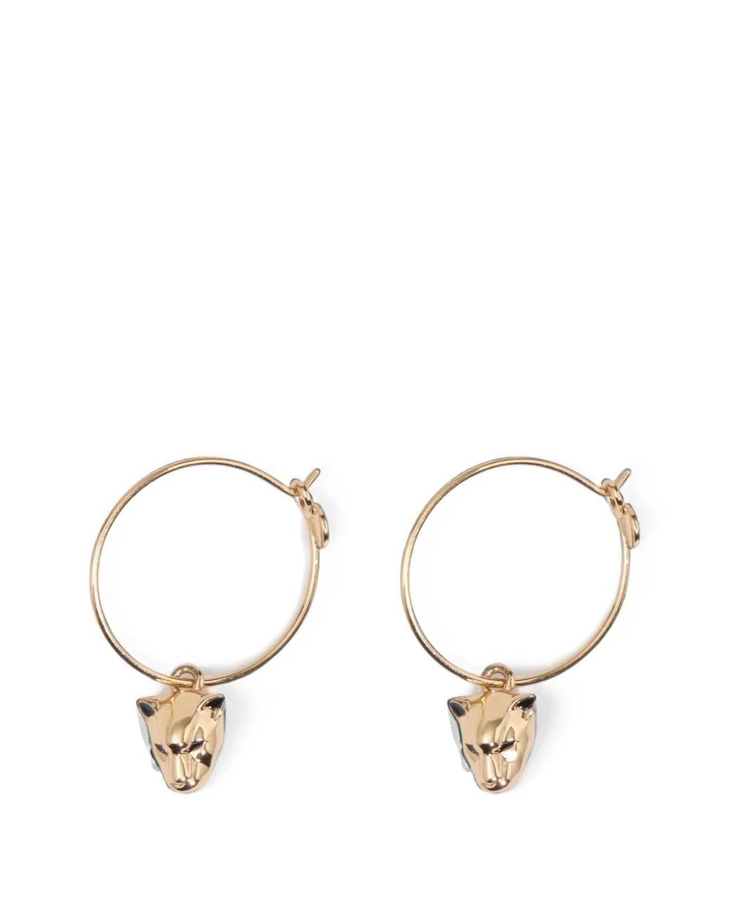 Bimba Y Lola Natural Panther-Head Medium-Hoop Earrings