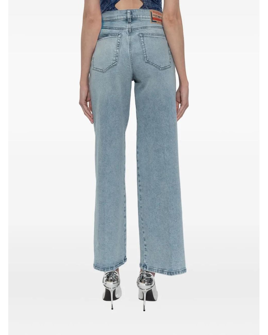 DIESEL Blue Wide-Leg Denim Jeans With Logo Patch