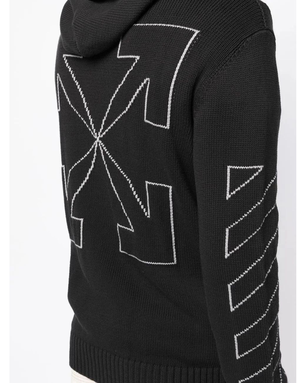 Off-White c/o Virgil Abloh Black Diag Outline Knitted Zip-Up Hoodie for men