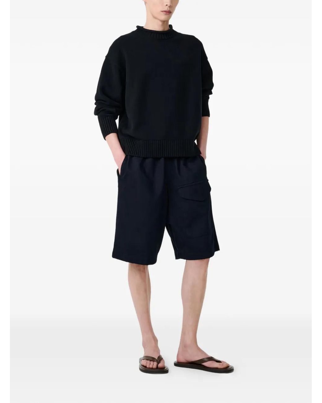 Studio Nicholson Black Elasticated-Waistband Shorts for men