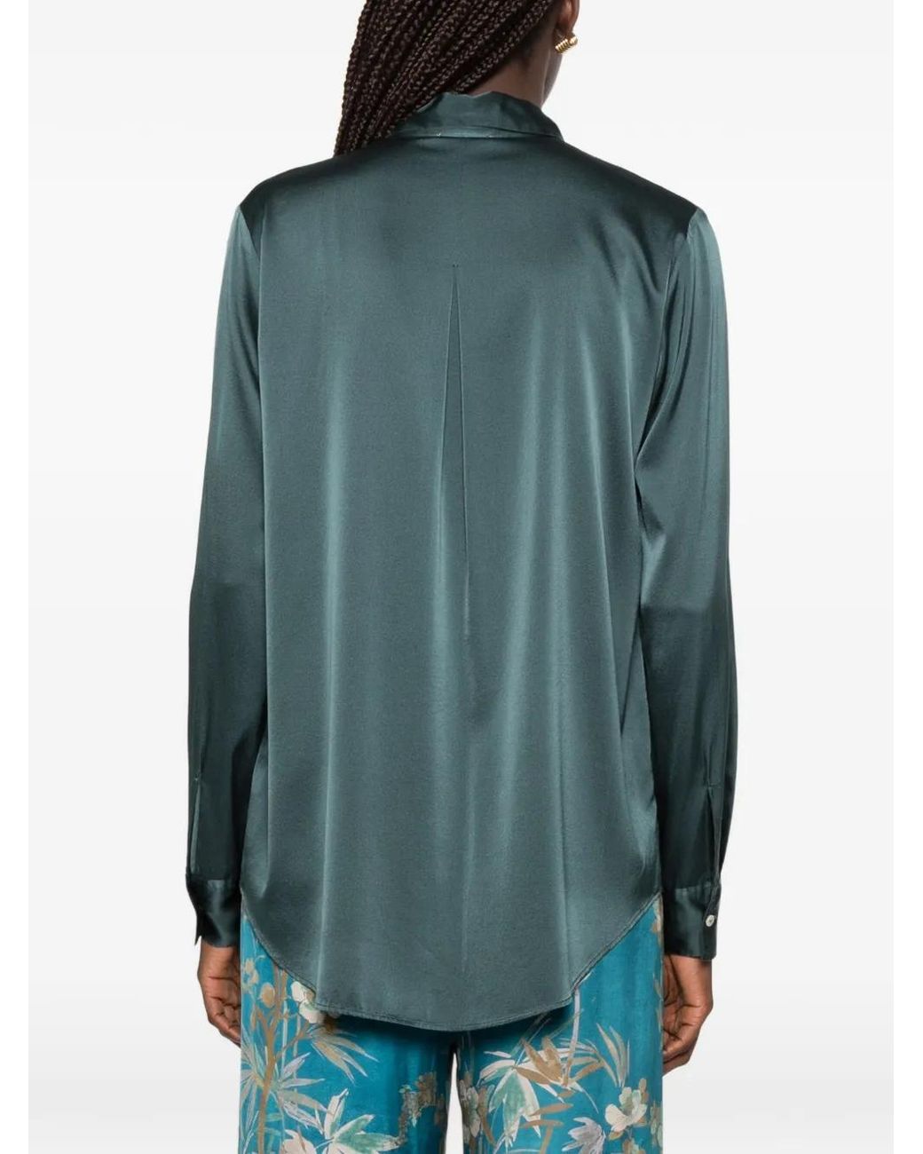 Forte_forte Green Satin-Finish Long-Sleeve Shirt