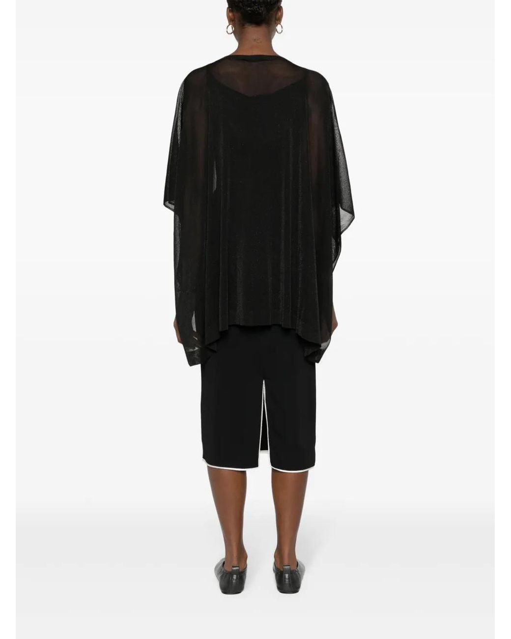 Fabiana Filippi Black Semi-Sheer Knitted Cape