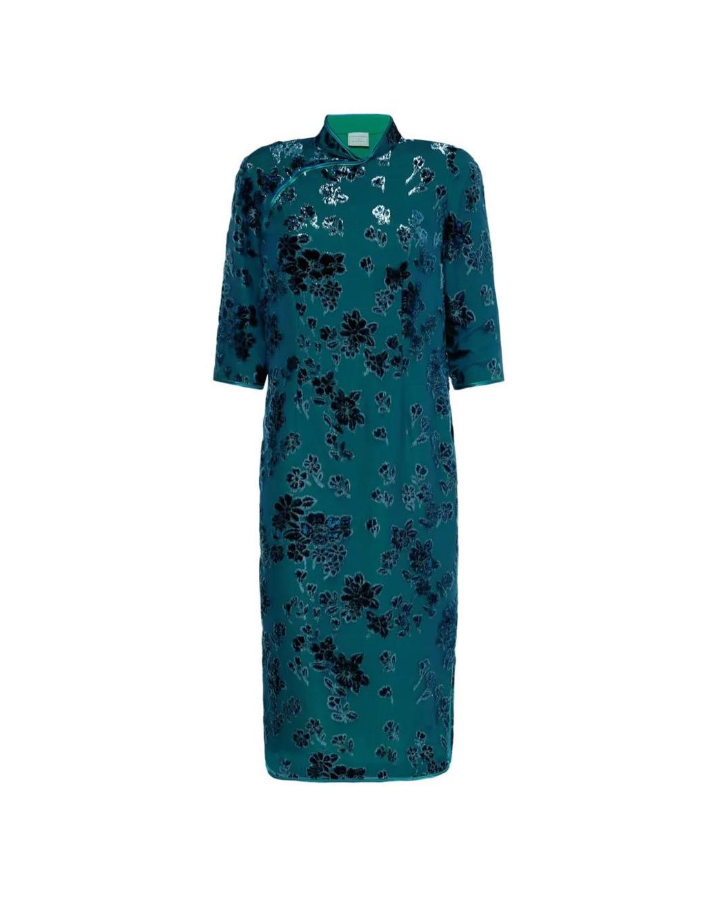 Pierre Louis Mascia Green Vefio Floral-Velvet Midi Dress