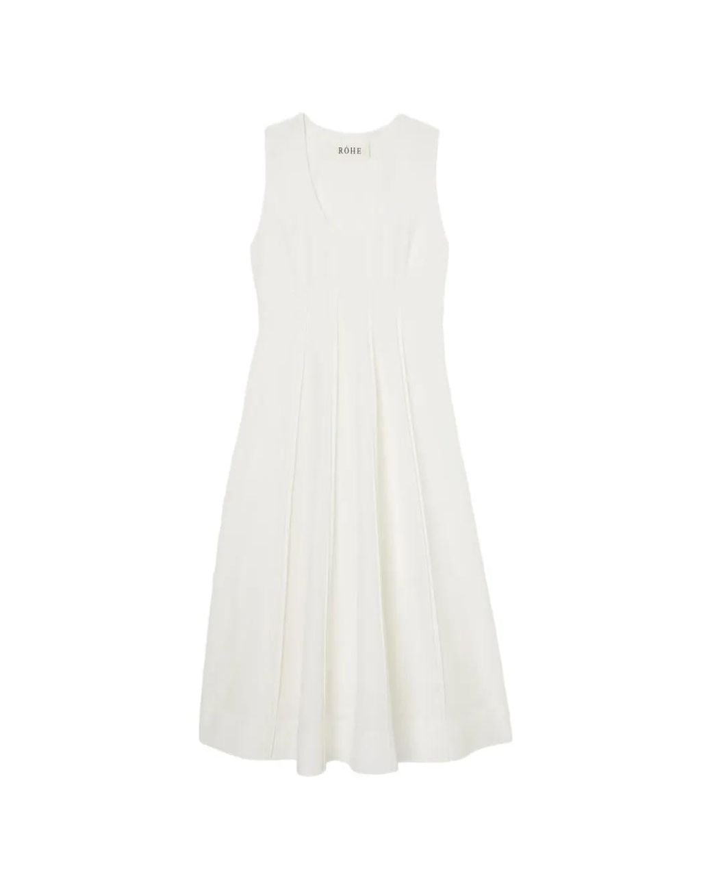 Rohe White Sculptural Pleated Midi Dress