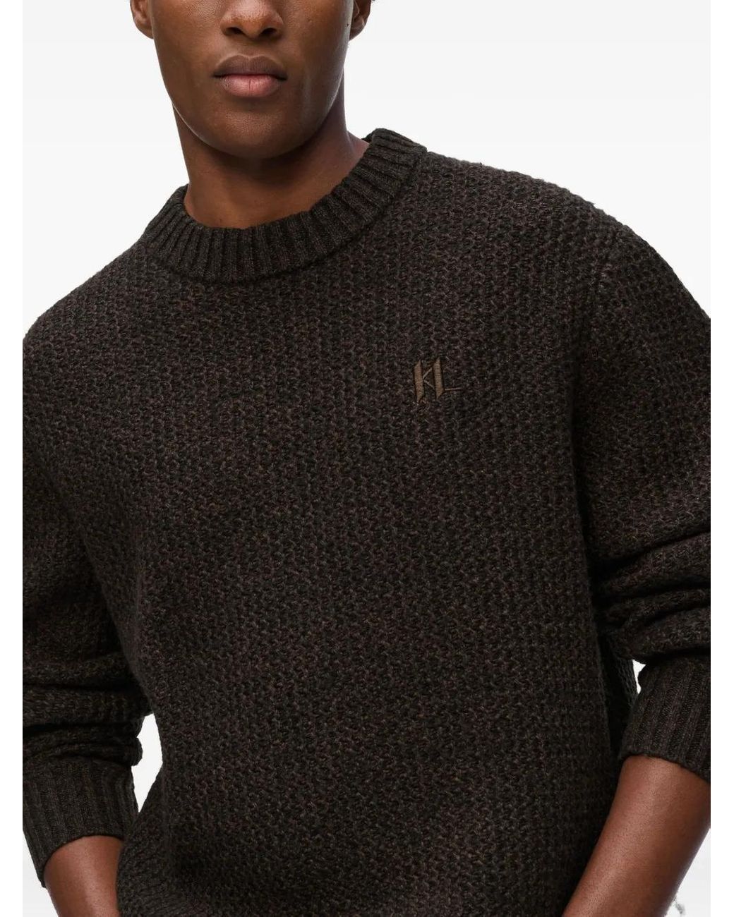 Karl Lagerfeld Black Textured Sweater for men