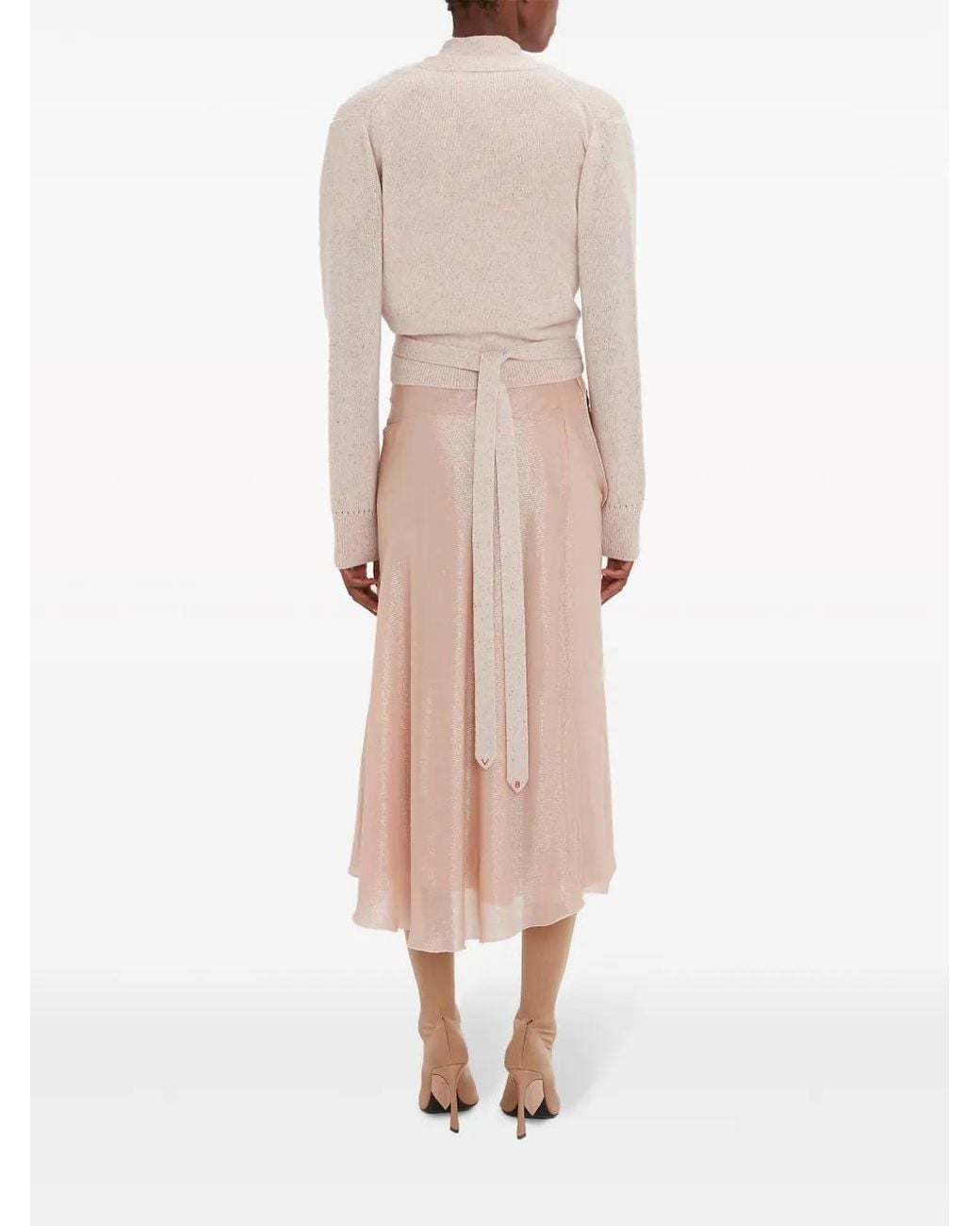 Victoria Beckham Natural Wrap-Front Cashmere Cardigan